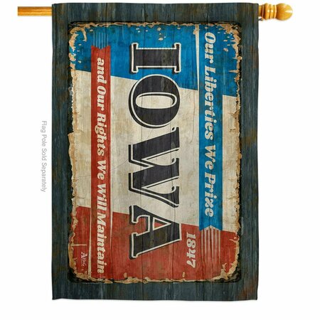 GUARDERIA 28 x 40 in. Iowa Vintage American State House Flag with Double-Sided Horizontal  Banner Garden GU4061036